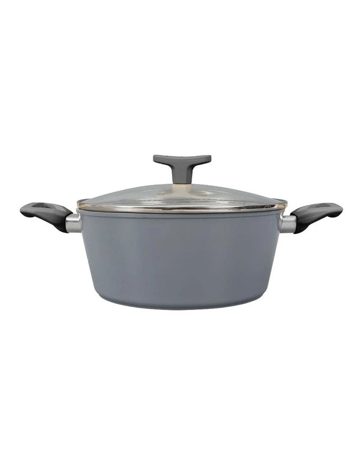 Non-Stick Marble Casserole with Glass Lid 24cm in Grey image 1