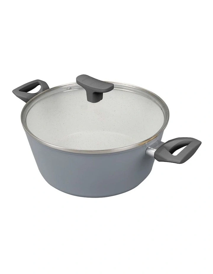 Non-Stick Marble Casserole with Glass Lid 24cm in Grey image 2