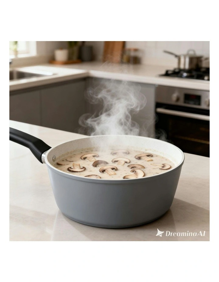 Non-Stick Saucepan With Lid 20cm in Silver image 2