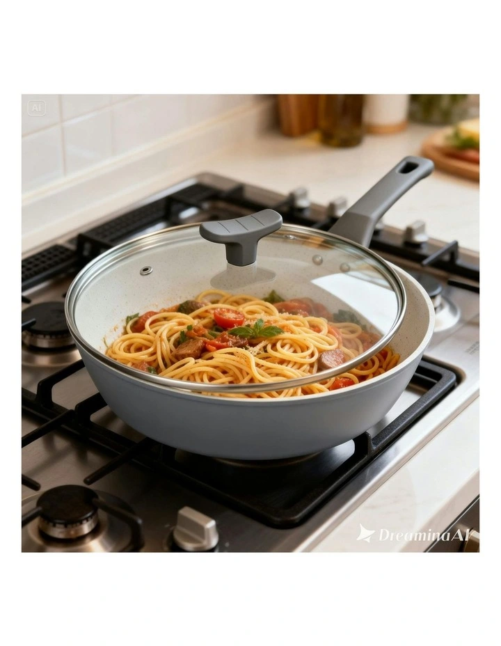 Premium Marble Non-Stick Frypan 28cm in Silver image 3