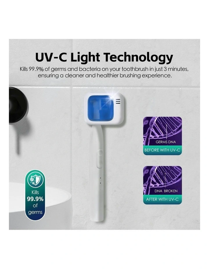Rechargeable UV Toothbrush Sterilizer 2 Pieces in White image 4