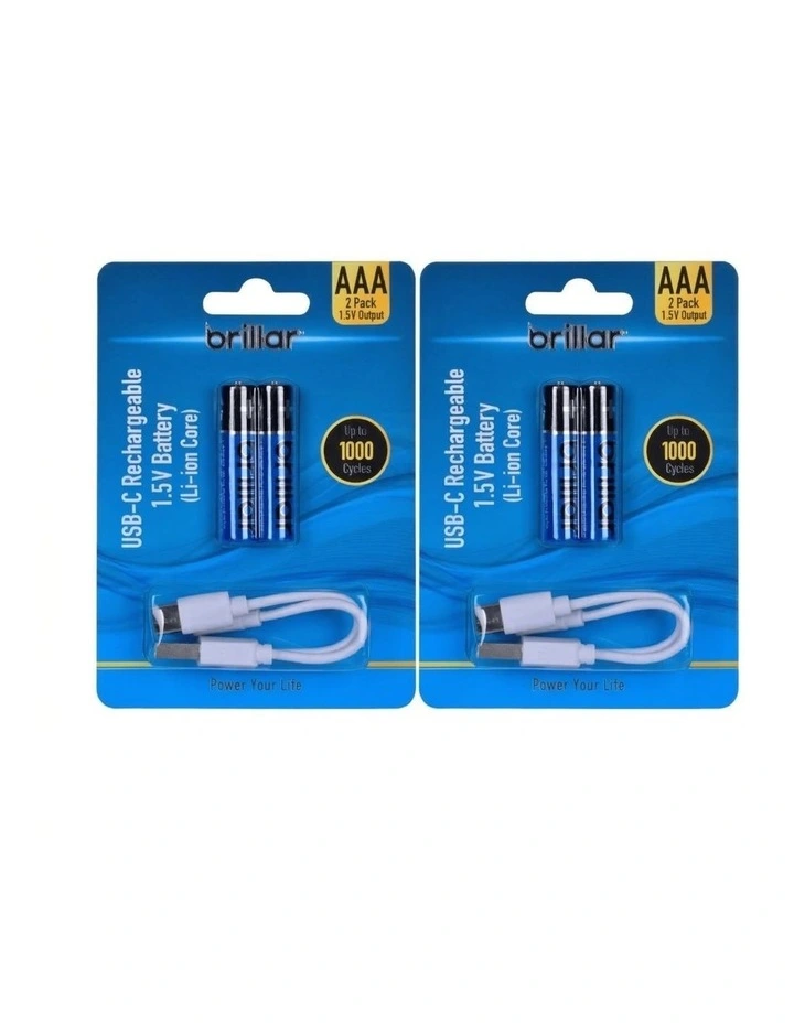 USB-C Direct Rechargeable AAA Batteries 4-Pieces image 1