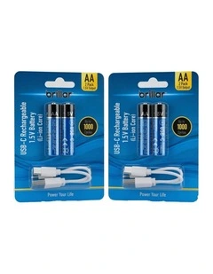 USB-C Direct Rechargeable AA Batteries 4-Piece