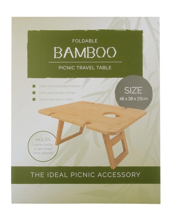 Bamboo Folding Picnic Table Wine And Snack Table image 4