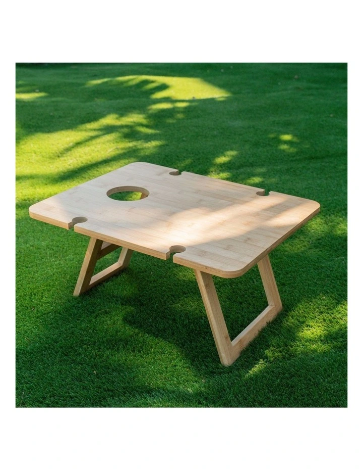 Bamboo Folding Picnic Table Wine And Snack Table image 5