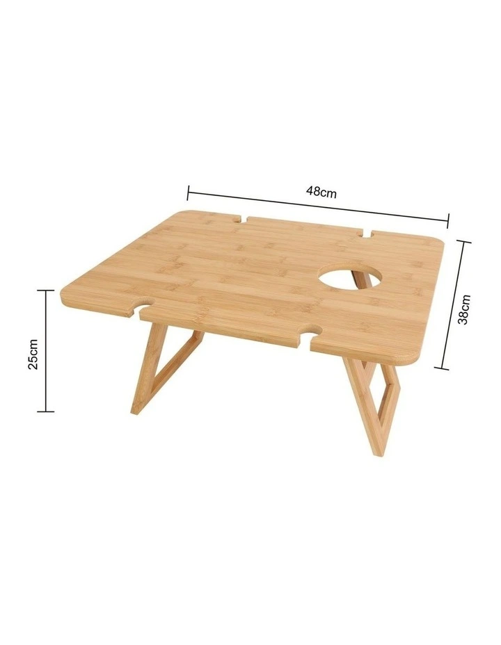Bamboo Folding Picnic Table Wine And Snack Table image 7