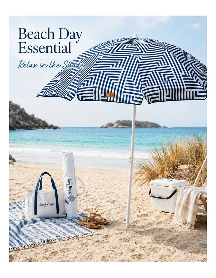 150cm Portable Tiltable Beach Umbrella with Carry Bag Makena image 2