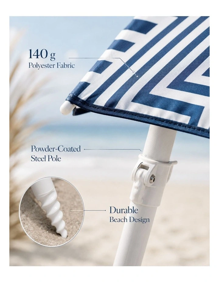 150cm Portable Tiltable Beach Umbrella with Carry Bag Makena image 4