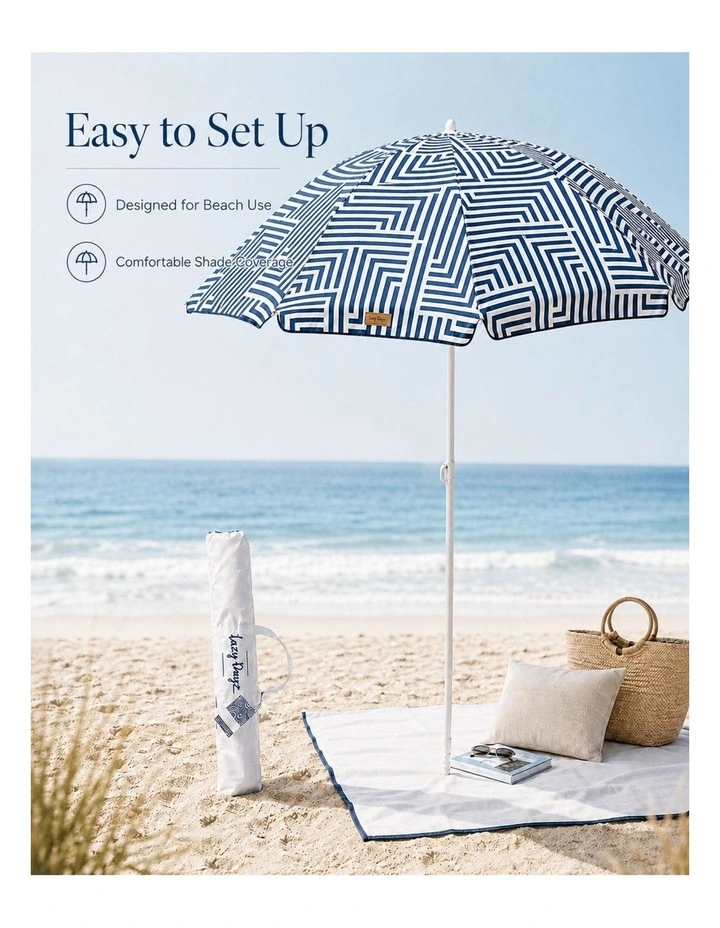 150cm Portable Tiltable Beach Umbrella with Carry Bag Makena image 7
