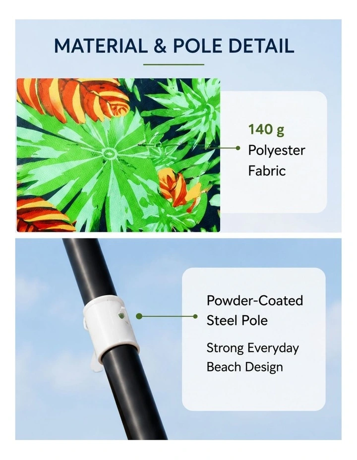 Tiltable Beach Umbrella with Carry Bag 150cm in Mossman image 2