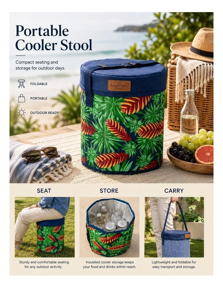 20L Insulated Cooler Stool Portable Picnic Seat Mossman image 2