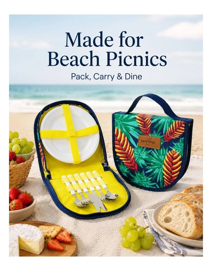 2 Person Picnic Cutlery & Plate Set with Carry Case Mossman image 2