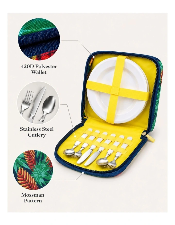 2 Person Picnic Cutlery & Plate Set with Carry Case Mossman image 3