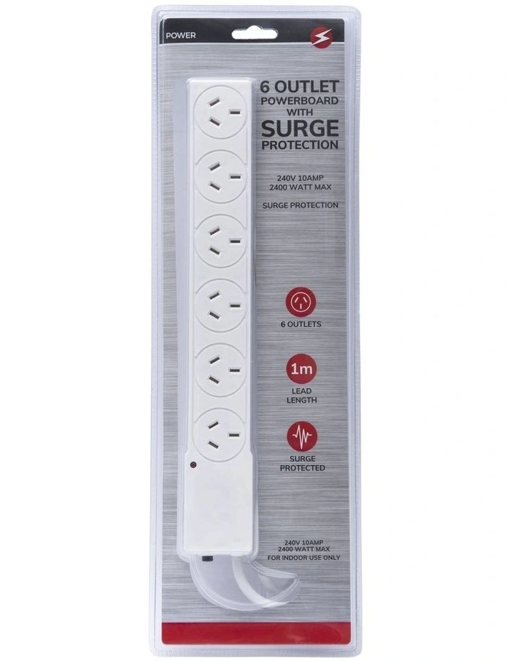 6 Outlet Powerboard With Surge Protection image 1