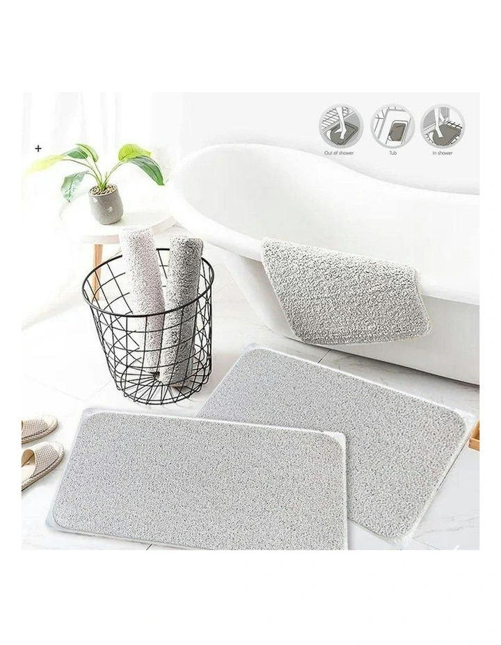 Non Slip Loofah Shower Mat, Wet Surface and Bathroom Safe Mat in Grey image 2