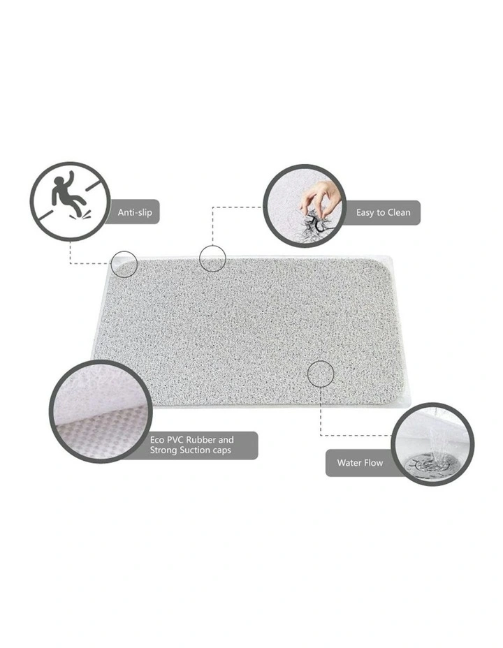 Non Slip Loofah Shower Mat, Wet Surface and Bathroom Safe Mat in Grey image 3