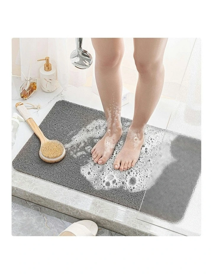 Non Slip Loofah Shower Mat, Wet Surface and Bathroom Safe Mat in Grey image 5