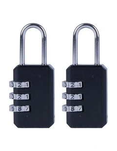 3 Dial Padlock 2 Pack in Black