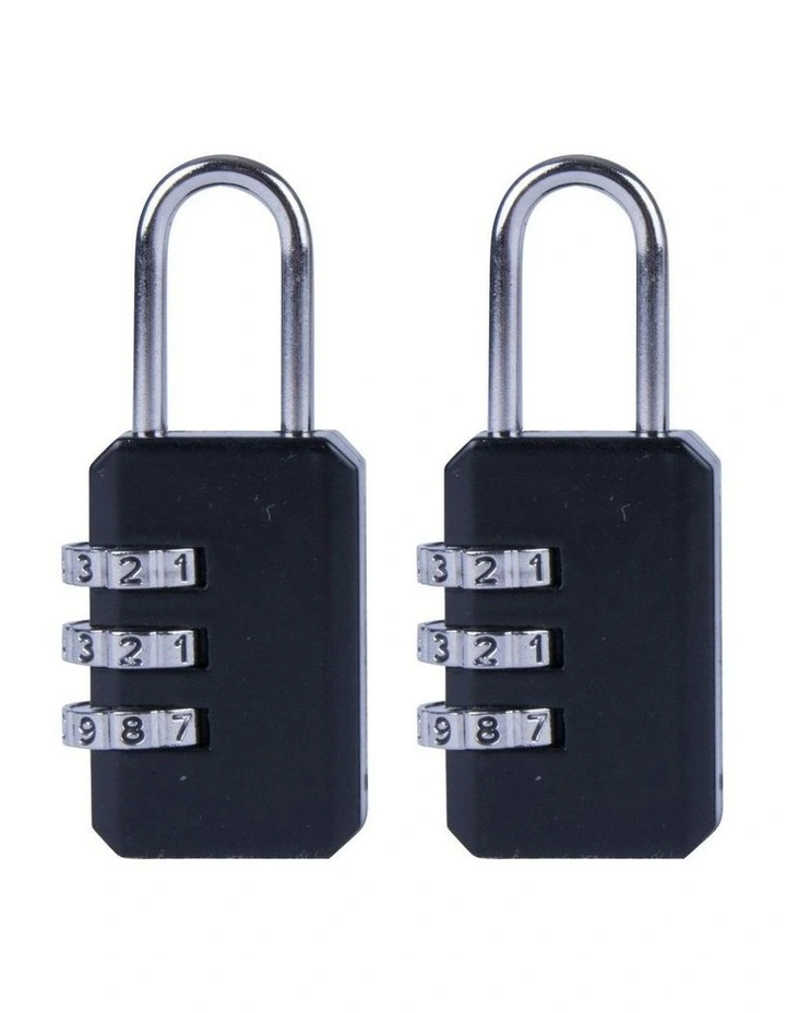 3 Dial Padlock 2 Pack in Black image 1