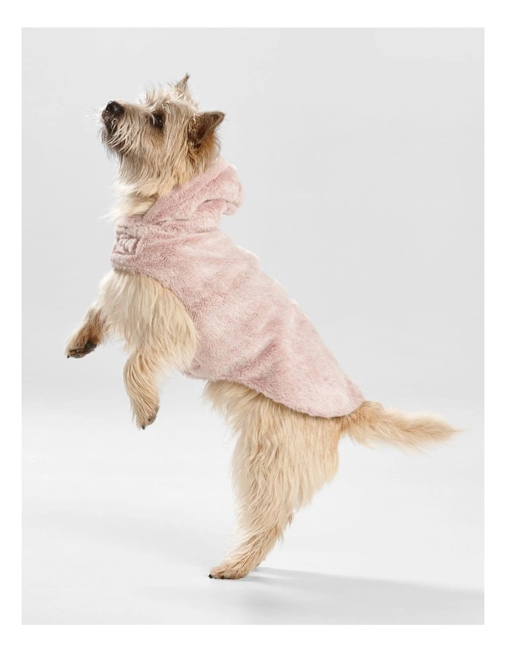Faux Fur Dog Coat with Hood in Pink image 2