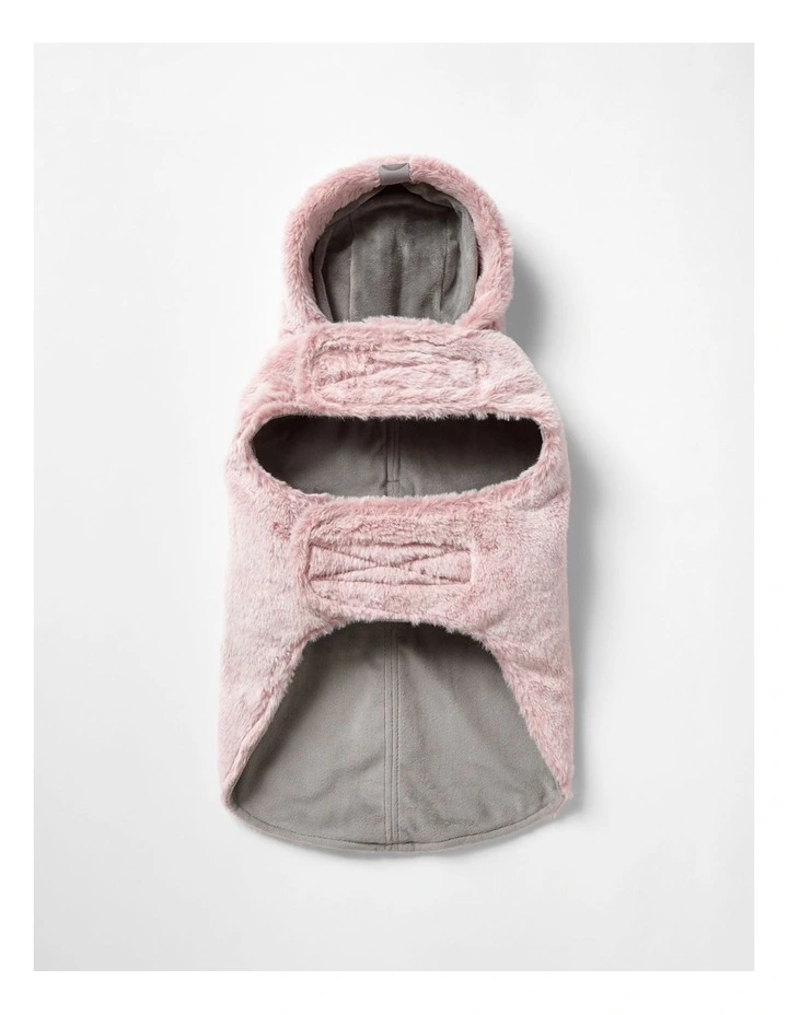 Faux Fur Dog Coat with Hood in Pink image 5