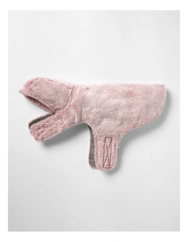 Faux Fur Dog Coat with Hood in Pink image 6