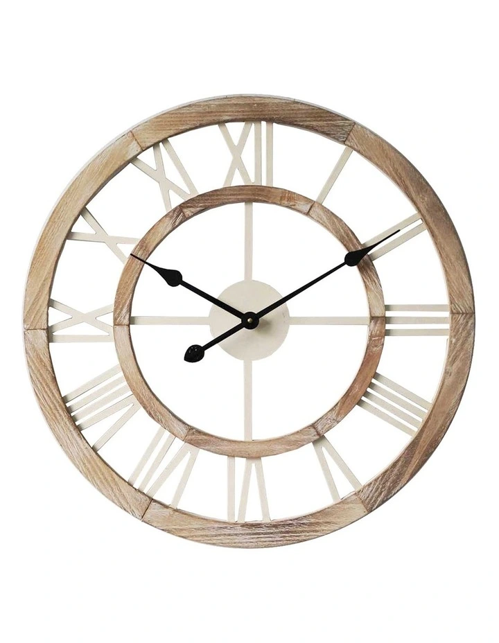 XL Hamptons Double-Frame Floating Wall Clock in Natural image 1