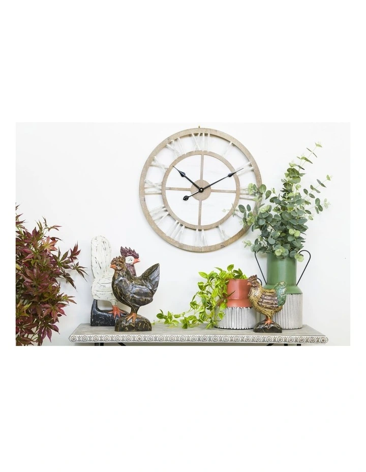 XL Hamptons Double-Frame Floating Wall Clock in Natural image 2