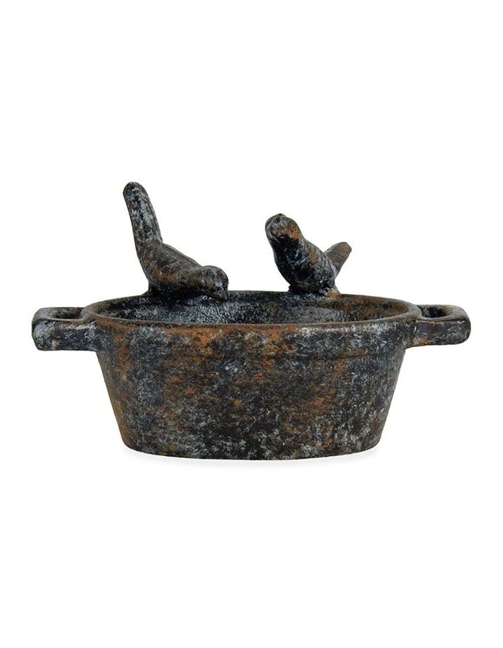 Mini Cast Iron Pan Bird Feeder in Distressed Black image 1