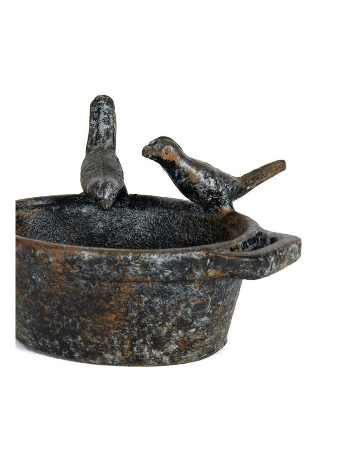 Mini Cast Iron Pan Bird Feeder in Distressed Black image 2
