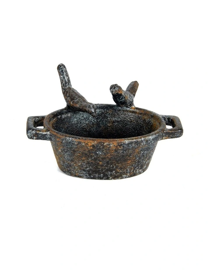 Mini Cast Iron Pan Bird Feeder in Distressed Black image 3