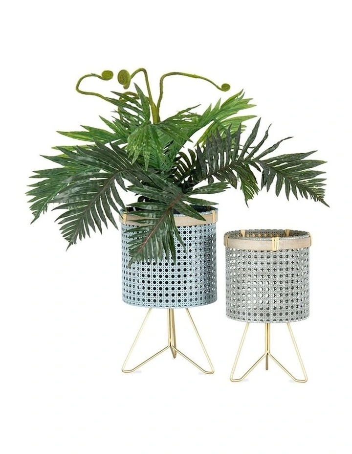 Cirque Footed Flower Pot Planters 2 Pack in Grey/Taupe image 1