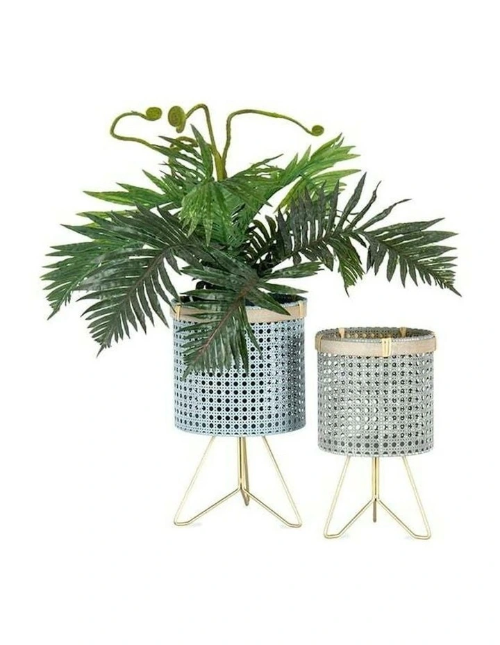 Cirque Footed Flower Pot Planters 2 Pack in Grey/Taupe image 2