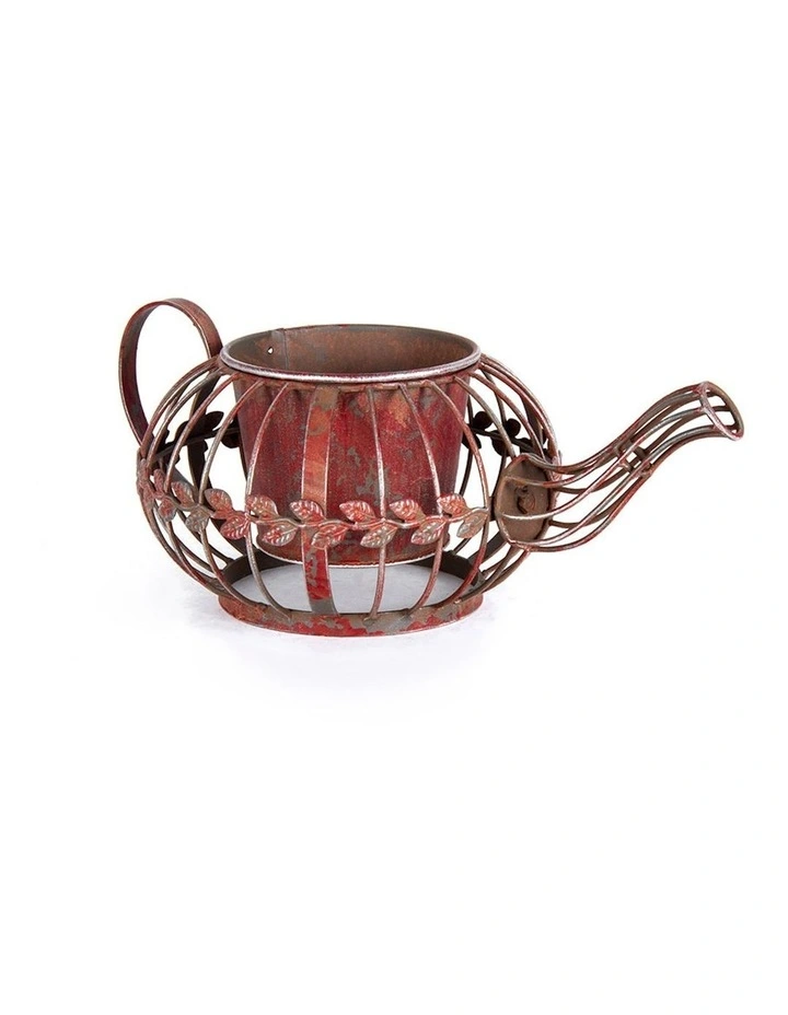 Antique Red Teapot Planter in Multi image 3
