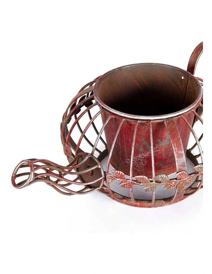 Antique Red Teapot Planter in Multi image 4