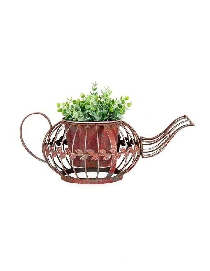 Antique Red Teapot Planter in Multi image 5