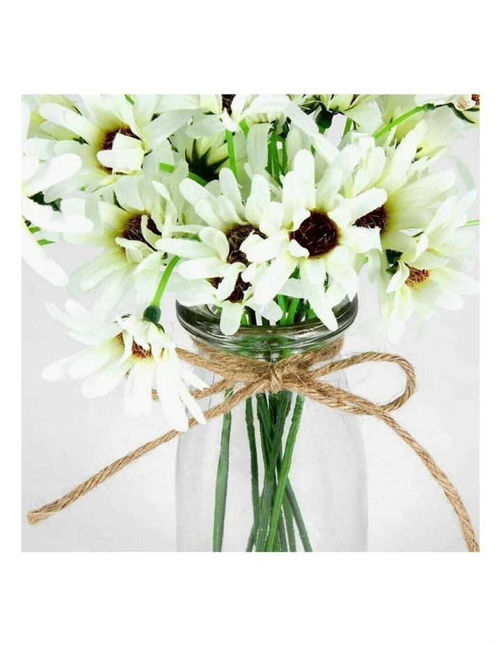 Artificial Chrysanthemum in Glass Vase New Plants & Pots in White/Green image 6