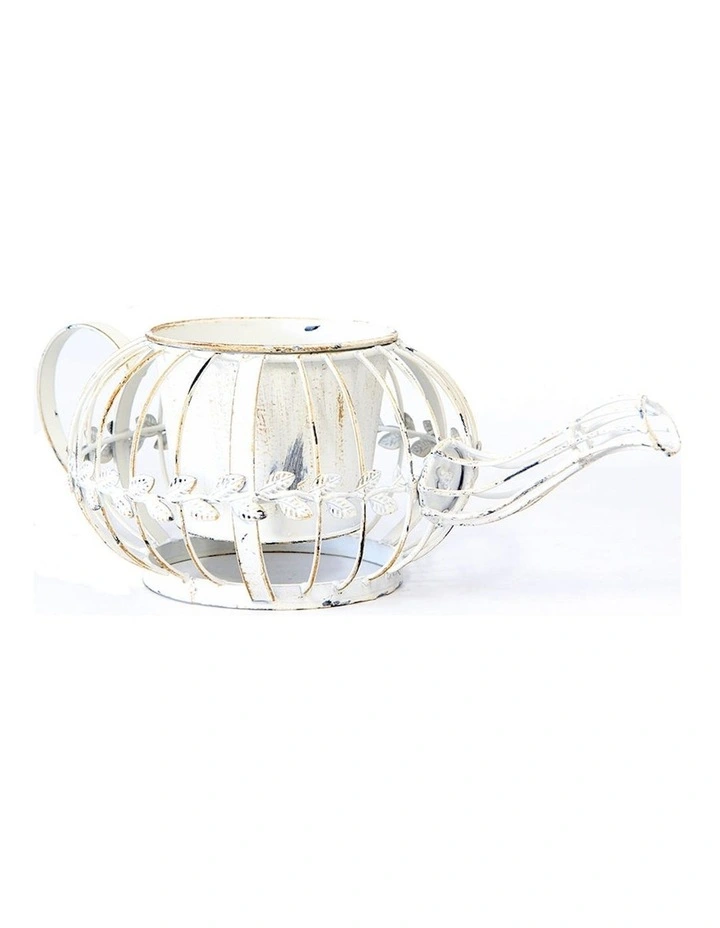 Willow & Silk Antique White Teapot Planter image 1