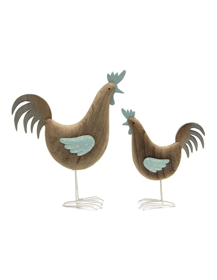 Willow & Silk Stylish Rooster Home Decor Set of 2 in Brown MYER