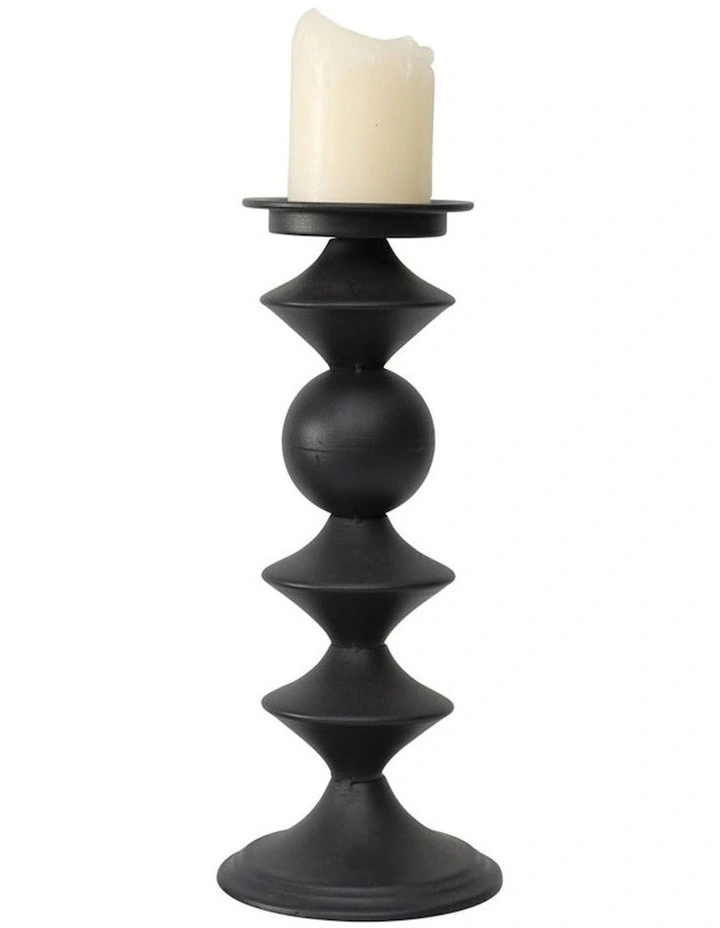 Geometric Detail Candle Holder in Black image 1