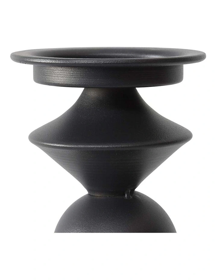 Geometric Detail Candle Holder in Black image 2