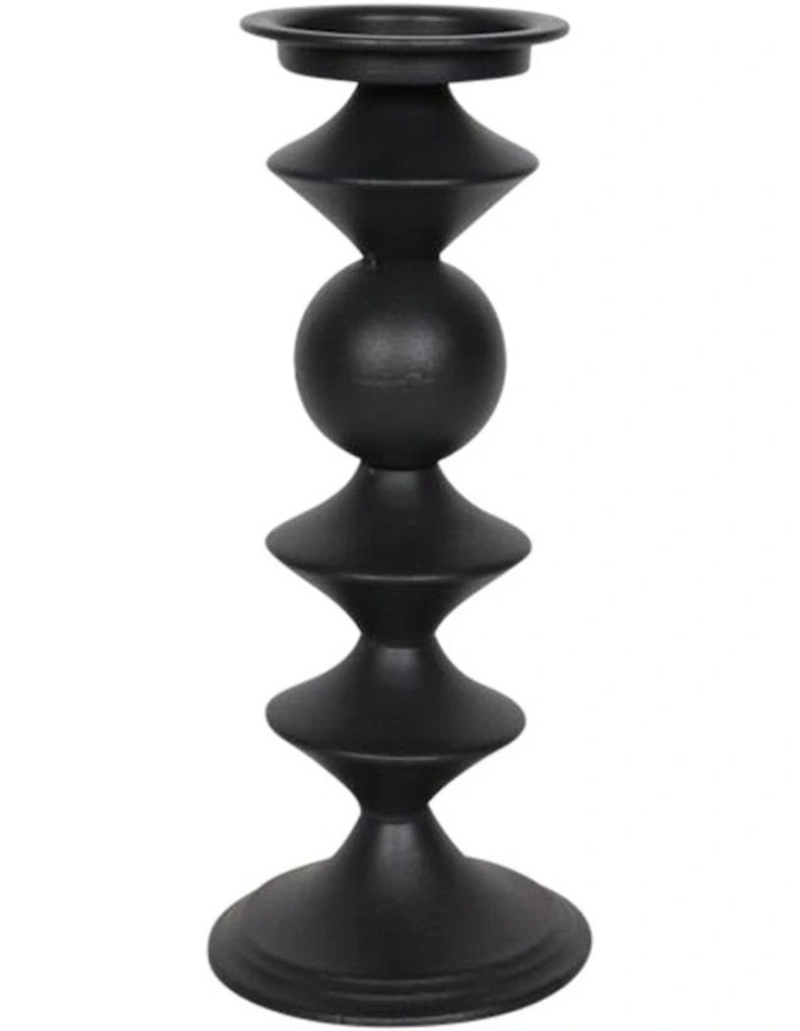 Geometric Detail Candle Holder in Black image 3