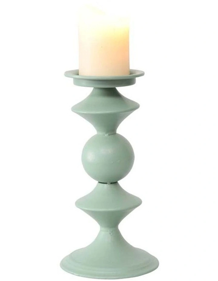 Geometric Detail Candle Holder in Teal image 1