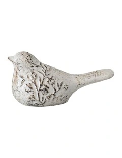 Cast-Iron French Provincial Resting Bird in Distressed White
