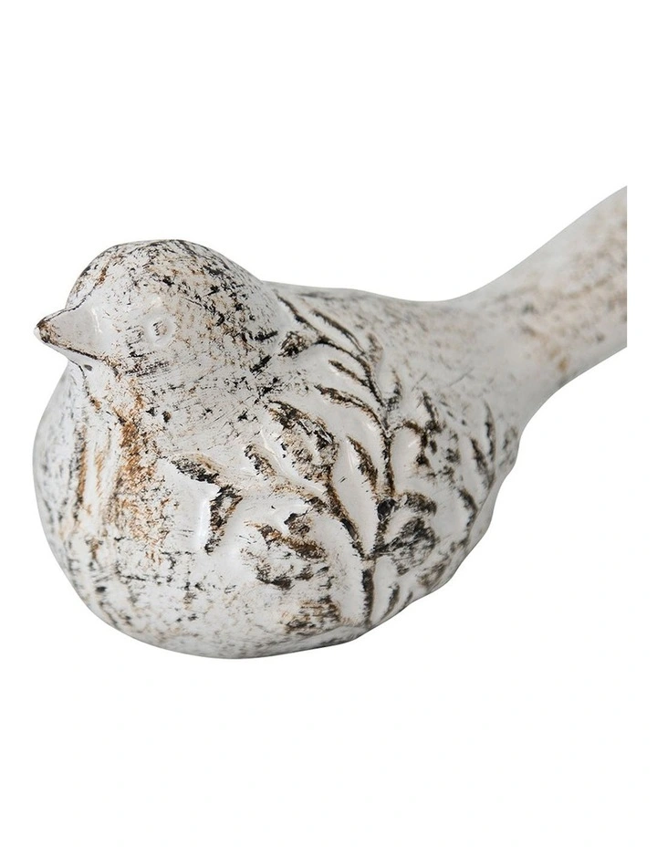 Cast-Iron French Provincial Resting Bird in Distressed White image 2