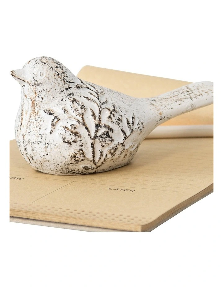 Cast-Iron French Provincial Resting Bird in Distressed White image 3