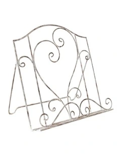 French Provincial Heart Recipe Book Stand in Distressed White