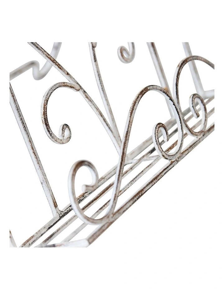French Provincial Heart Recipe Book Stand in Distressed White image 4