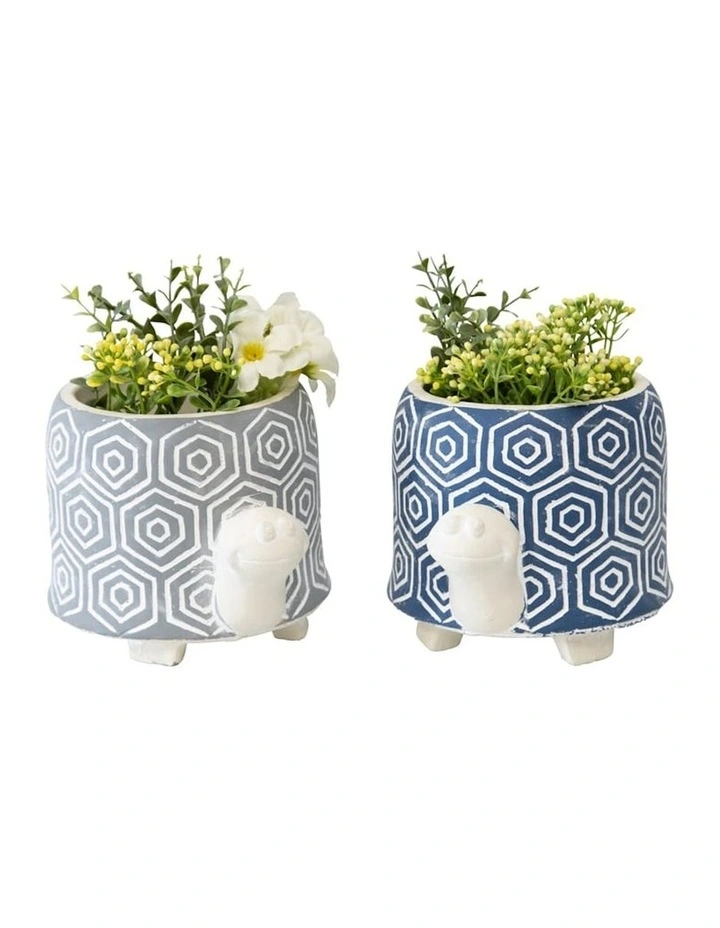 Tortoise Succulent Pots Set of 2 in Multi image 1