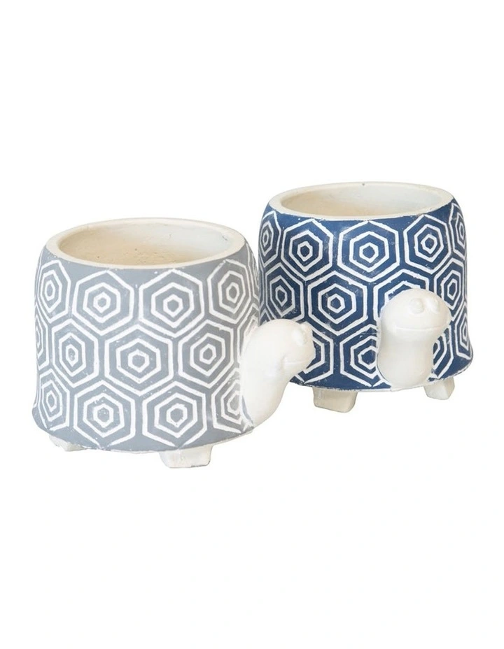 Tortoise Succulent Pots Set of 2 in Multi image 4